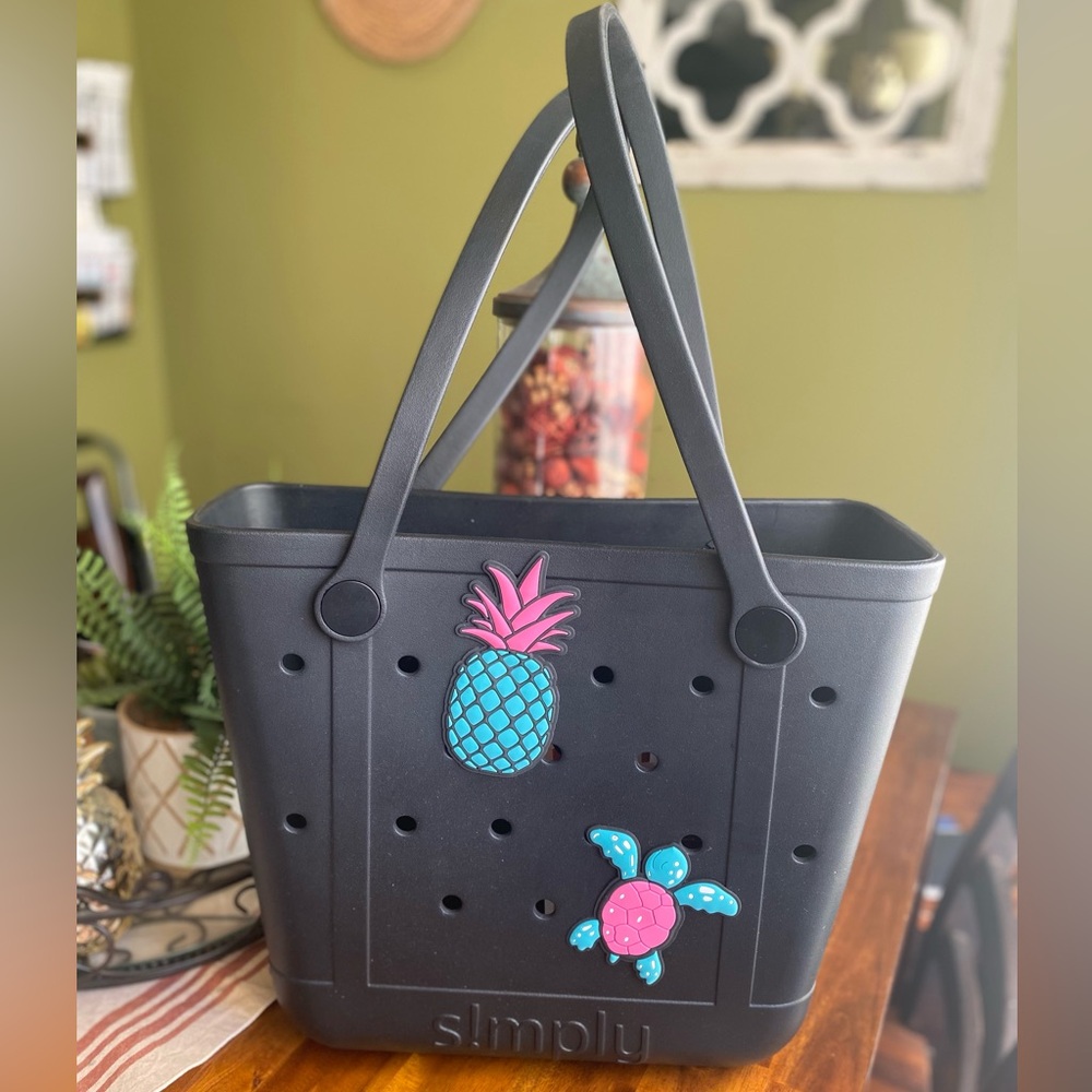 Simply Southern Black Large Beach Tote
